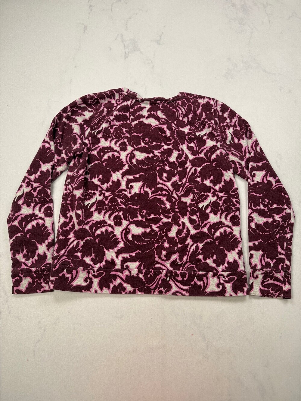 Loft Printed Blouse Burgundy 90s VTG Eye Catching - Womens M